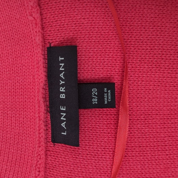 Lane Bryant | Open Front Pink + White Cardigan - Picture 6 of 7